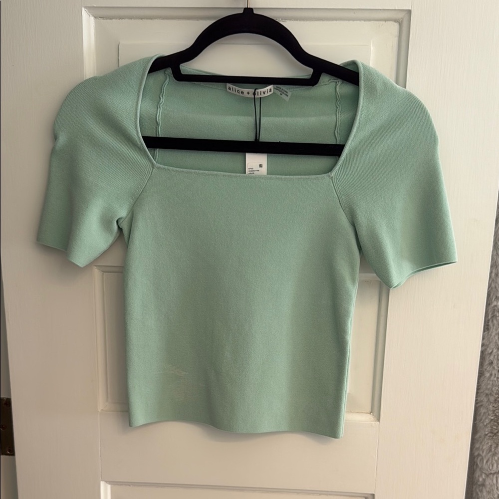 Alice + Olivia Green Fitted Blouse